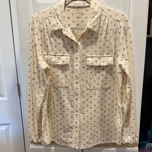 L.L. Bean Cream and Blue Patterned Shirt